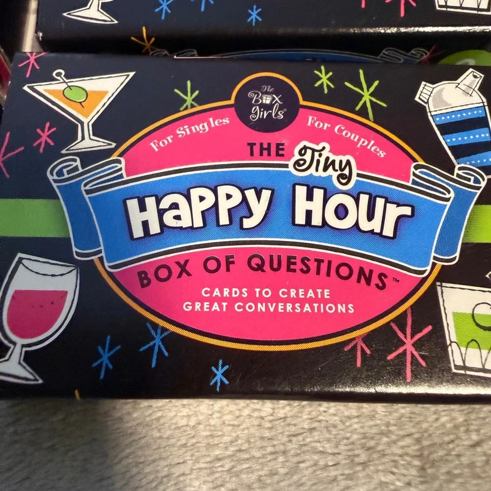 The Box Girls The Tiny Happy Hour Matchbox Style Box of Questions Party Game New